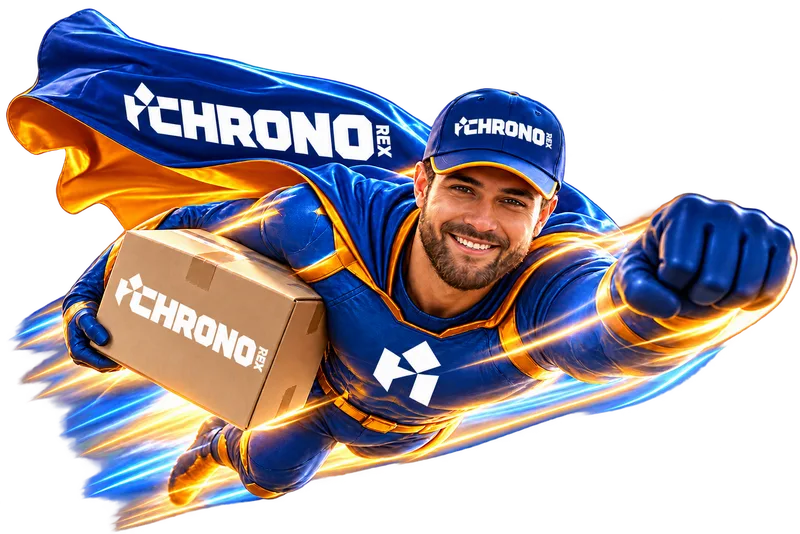 Livreur CHRONOREX Express tenant un colis